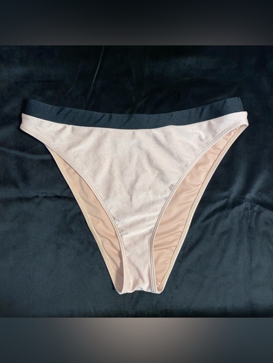 Other - High Waisted Blush Pink Bikini Bottoms with Black Waistband